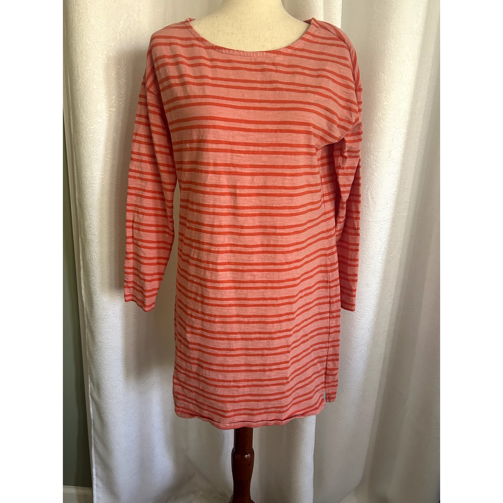 Carve Designs Lexi Dress Red And Coral Stripes Sz Med